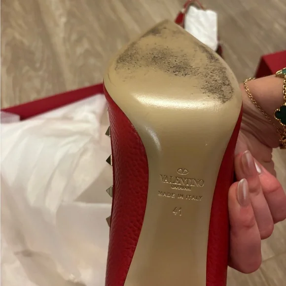 Valentino Garavani Studded Red Heels - Picture 8 of 12